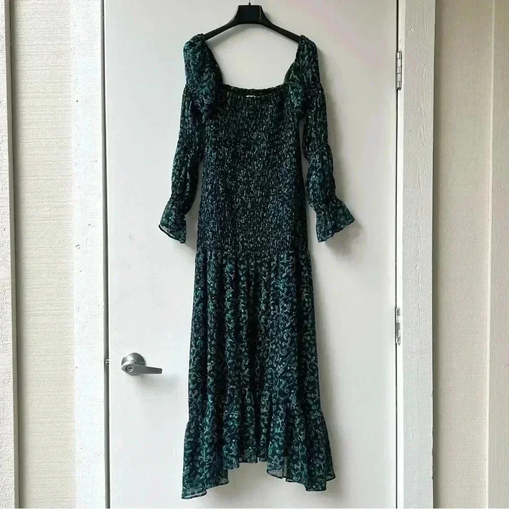 Misa Los Angeles Rashida Maxi Dress - Green Floral on Black- Size S - Picture 5 of 16